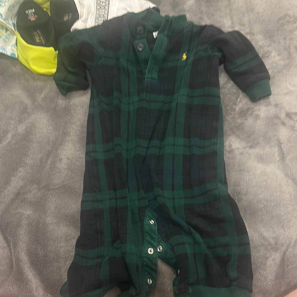 Ralph Lauren Cozy Green and Black Plaid One Piece
